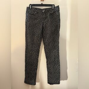 Ann Taylor LOFT modern straight, 5-pocket twill, polkadot pants.